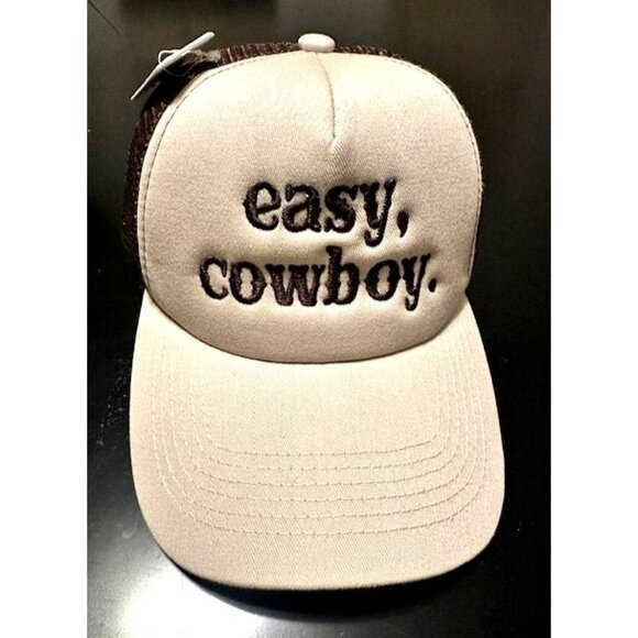 Altar d'State NWT "Easy Cowboy" Western Beige-Brown Mesh Trucker Hat w/Snapback - Picture 1 of 6